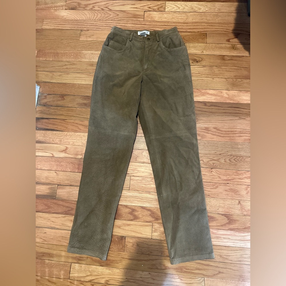 Hugo‎ Buscati Brown Leather Suede Pants 4P Lined